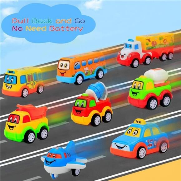 9 Pcs Cars Toys for 2 3 4 5 Years Old Toddlers, Big Carrier Truck with 8 Small - Picture 4 of 7